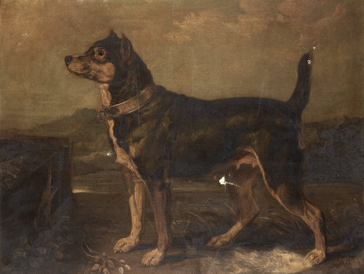 Un terrier en un paisaje de R.A. James Ward