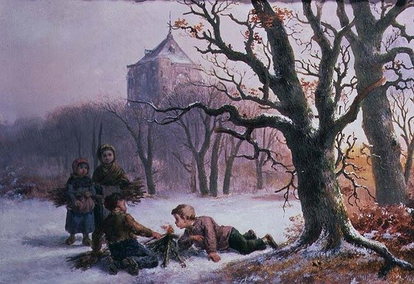 Niños jugando en la nieve de R. Favelle
