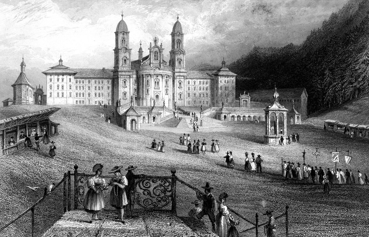 La Abadía de Einsiedeln, Schwyz, Suiza, 1836 de R. Wallis