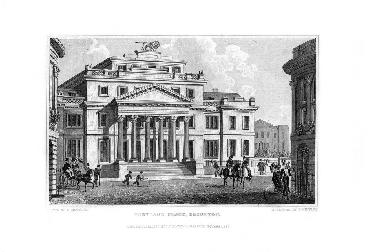 Portland Place, Brighton, East Sussex, 1829 de R. Winkles
