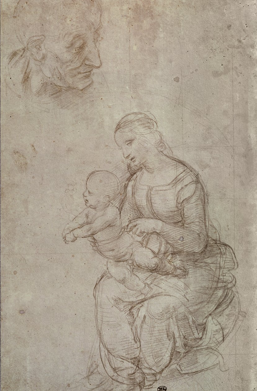 Madonna y niño y cabeza de un anciano de Raffaello Sanzio Raphael