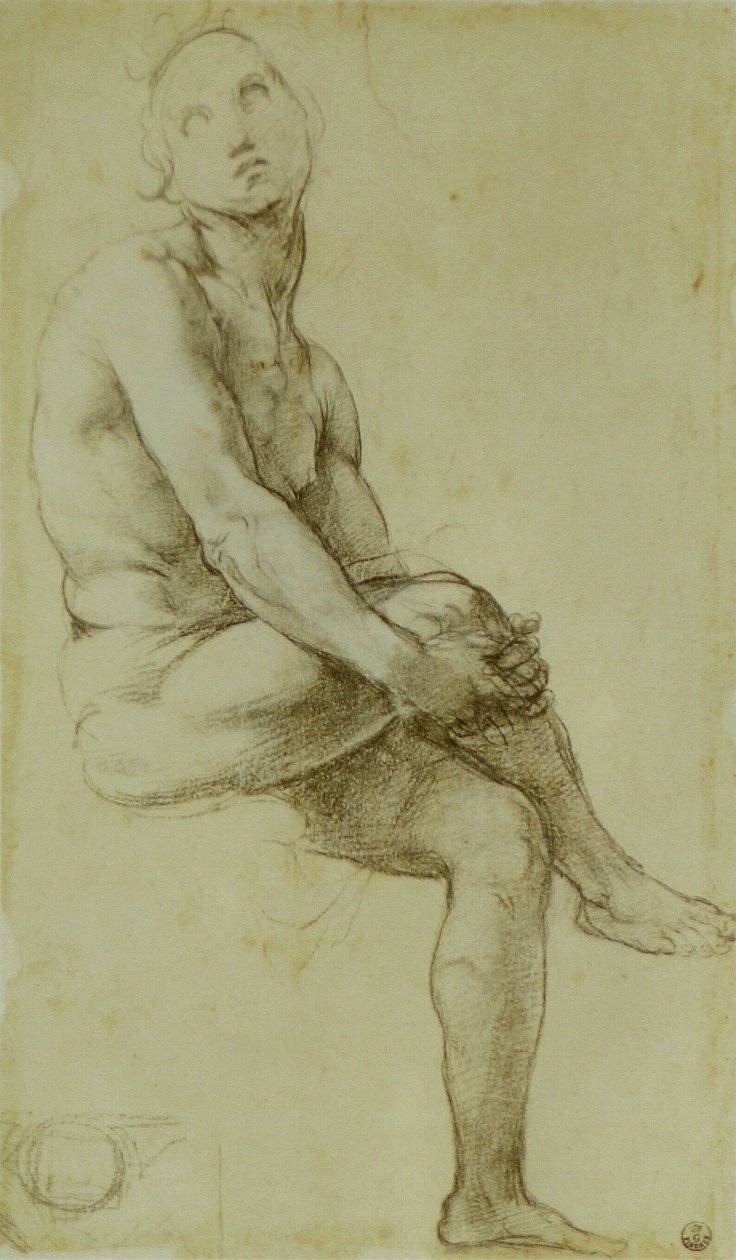 Estudio de desnudo sentado de Raffaello Sanzio Raphael