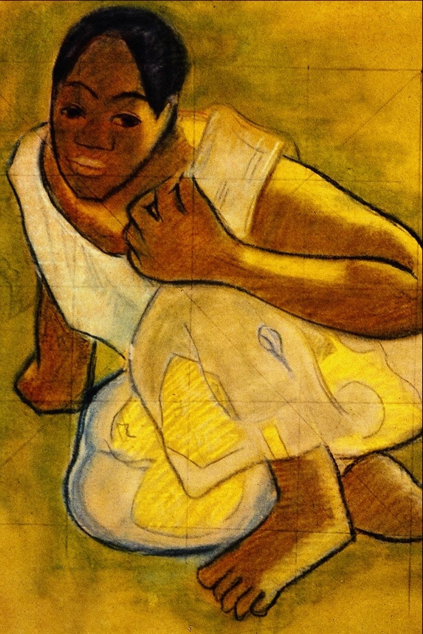 Chica tahitiana agachada de Paul Gauguin