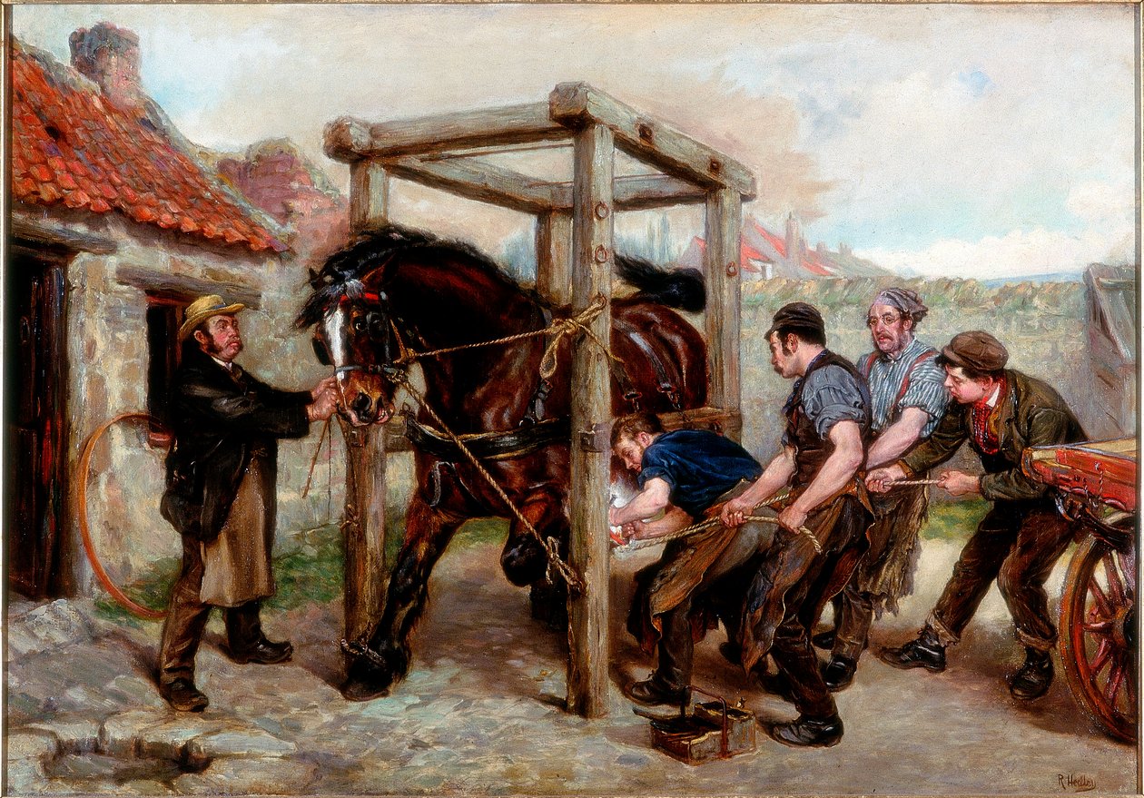 Herrando la yegua baya, c.1885-90 de Ralph Hedley