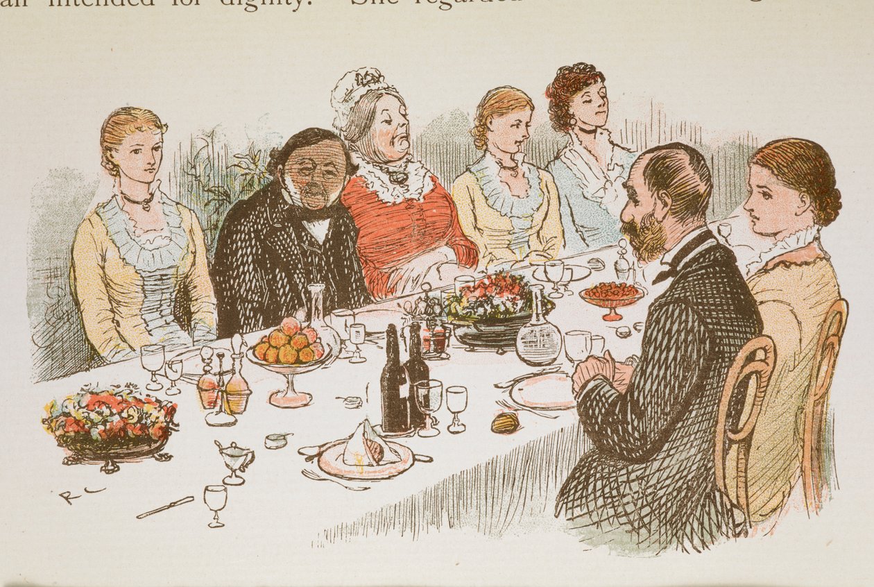 Personas sentadas en una mesa de comedor. de Randolph Caldecott