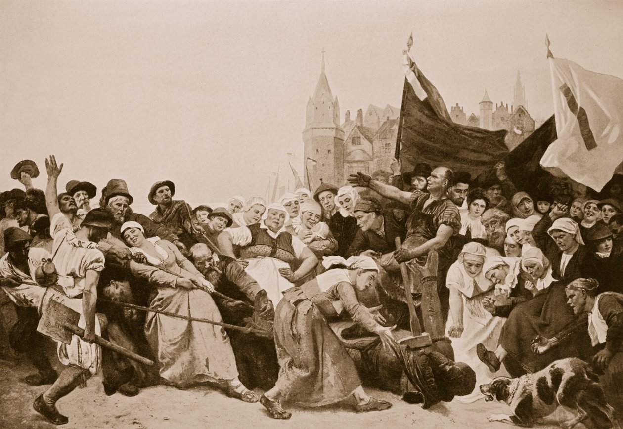 La Estatua de Alva siendo Arrastrada por las Calles de Amberes de Raoul Charles Verlet