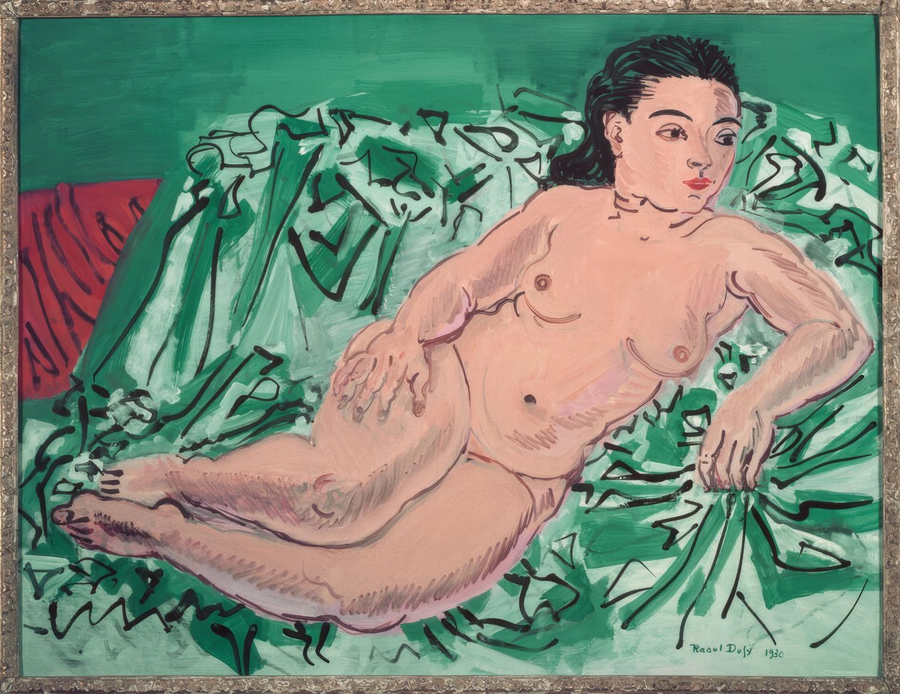 Desnudo en sofá azul (Modelo Rosetti desnudo) de Raoul Dufy