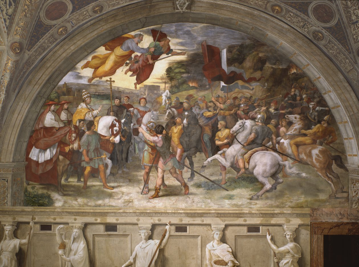 El encuentro de León Magno y Atila, Stanza di Eliodoro, 1514 de Raffaello Sanzio Raphael