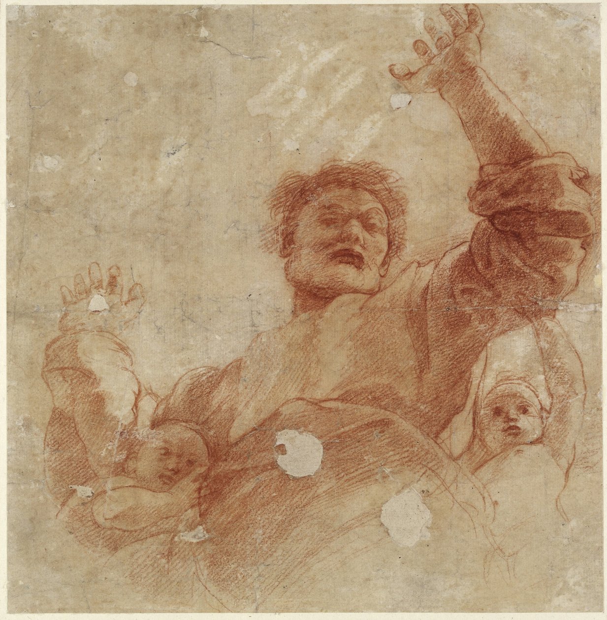 Estudio para una figura del Todopoderoso (recto) de Raffaello Sanzio Raphael