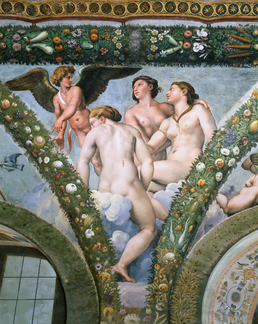Cupido y las Tres Gracias, 1517-1518 de Raphael