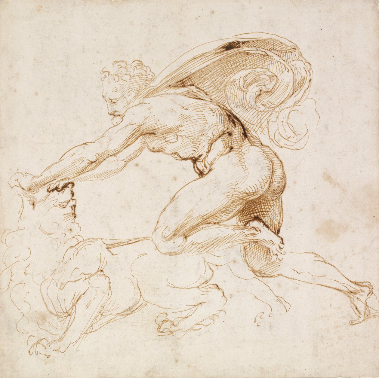 Hércules dominando a un león, c1500-1520 de Raphael