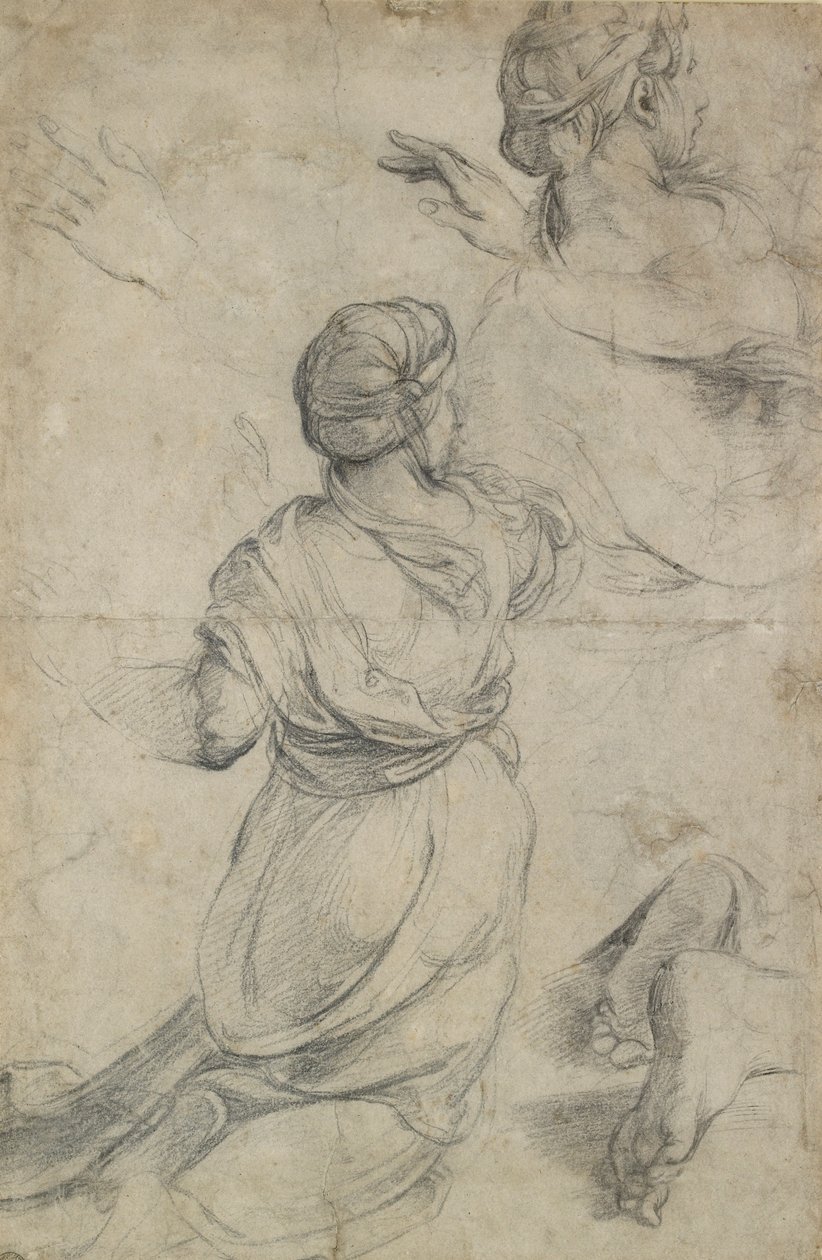Estudios para dos mujeres arrodilladas de Raphael