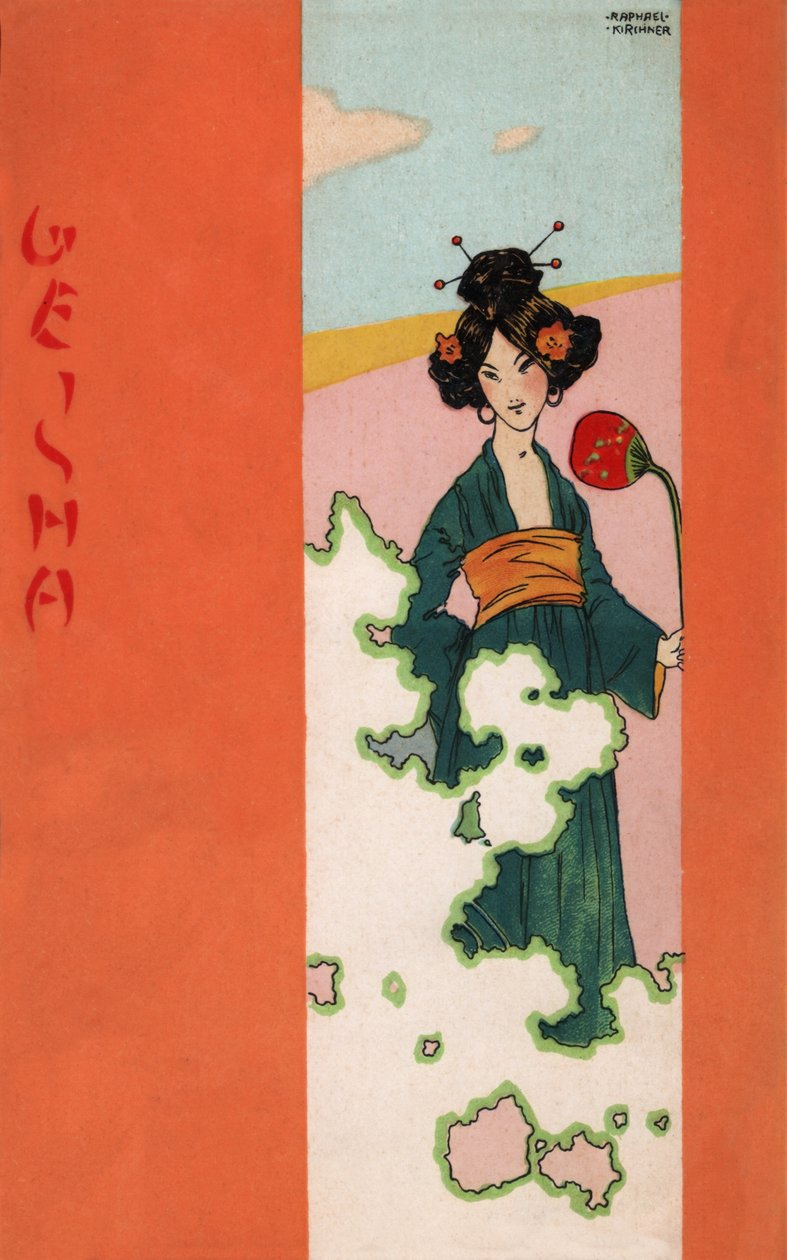 Geisha, c.1900 (ilustración) de Raphael Kirchner