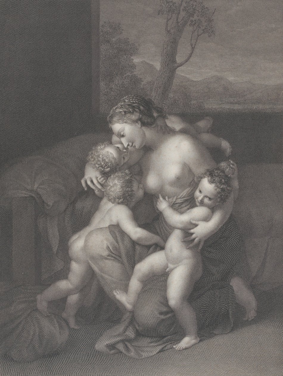 Caridad con tres niños pequeños, 1795 de Raphael Morghen
