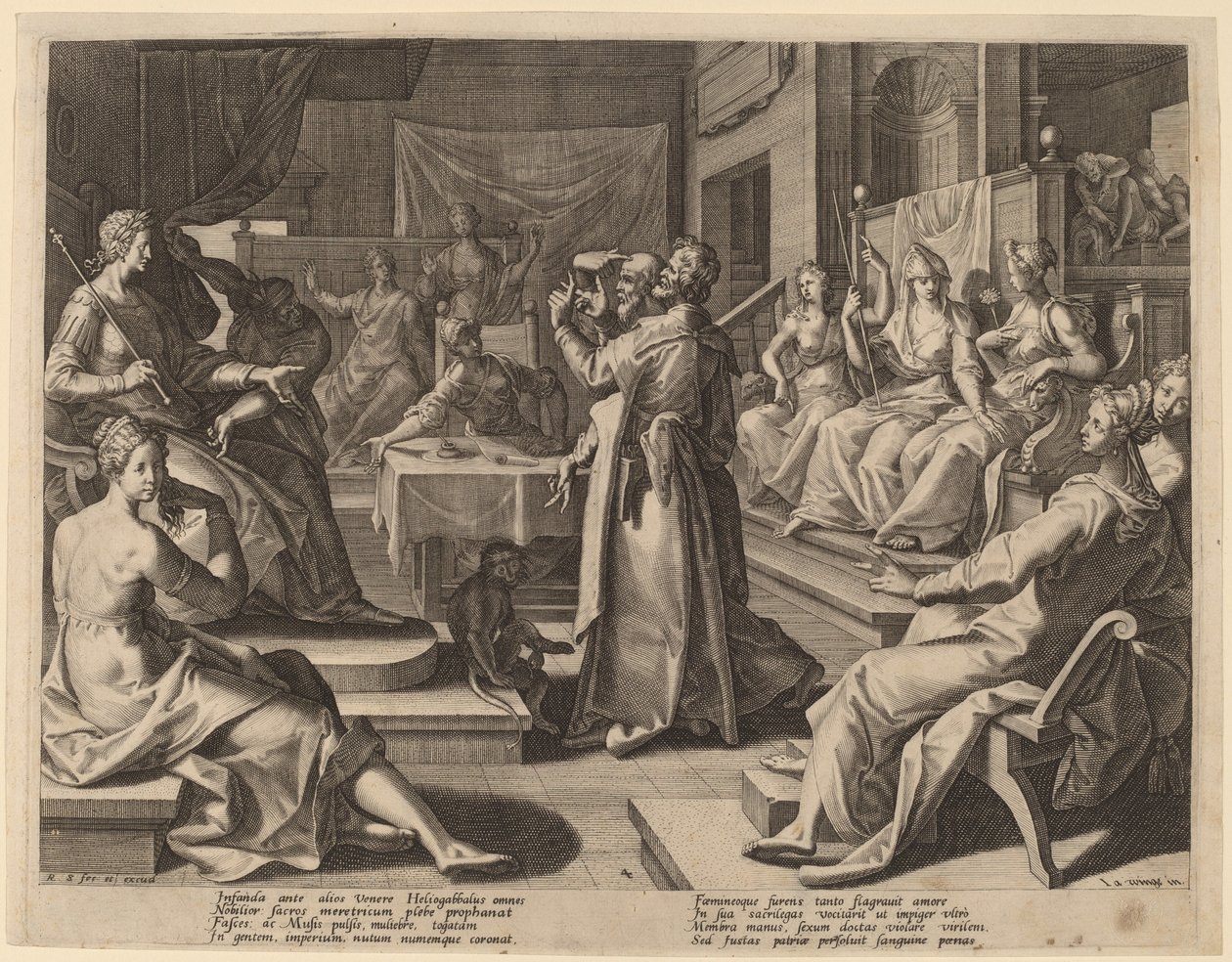 Heliogábalo y las Mujeres Sabias, 1589 de Raphael Sadeler