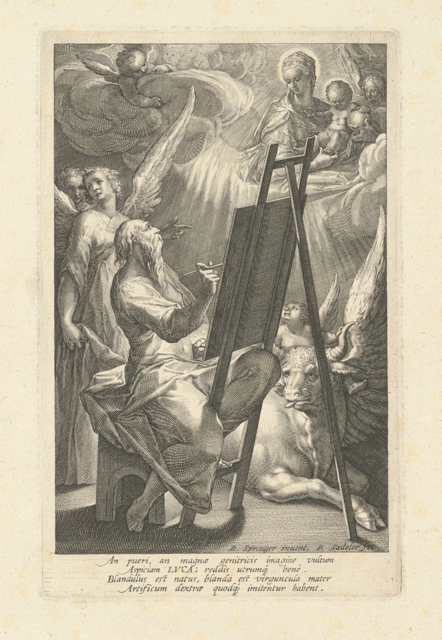 San Lucas pintando a la Virgen de Raphael Sadeler