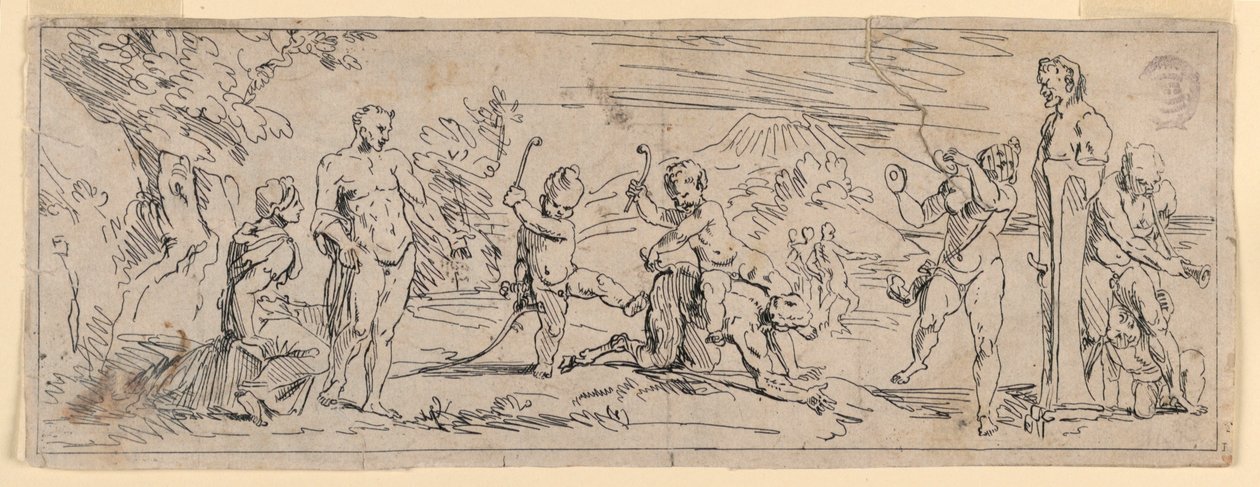Niños jugando con un sátiro de Raymond Lafage