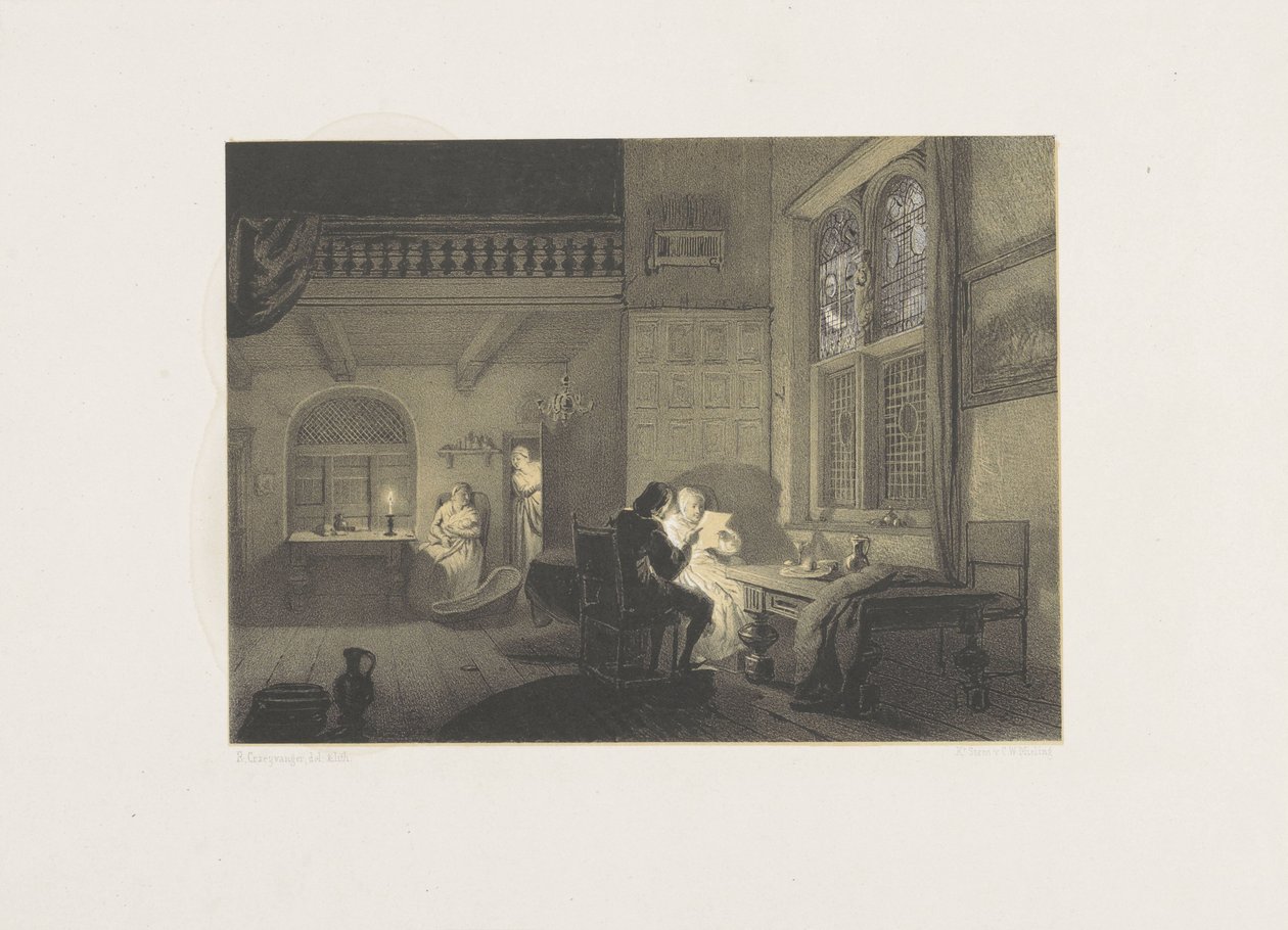 Interior con figuras a la luz de las velas de Reinier Craeyvanger