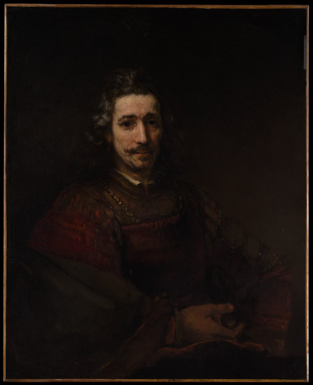Hombre con una lupa de Rembrandt van Rijn
