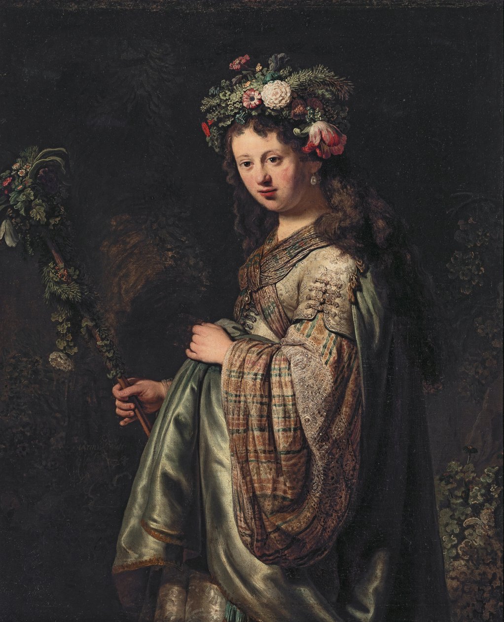 Saskia van Uylenburgh (1612-1642) como Flora de Rembrandt van Rijn