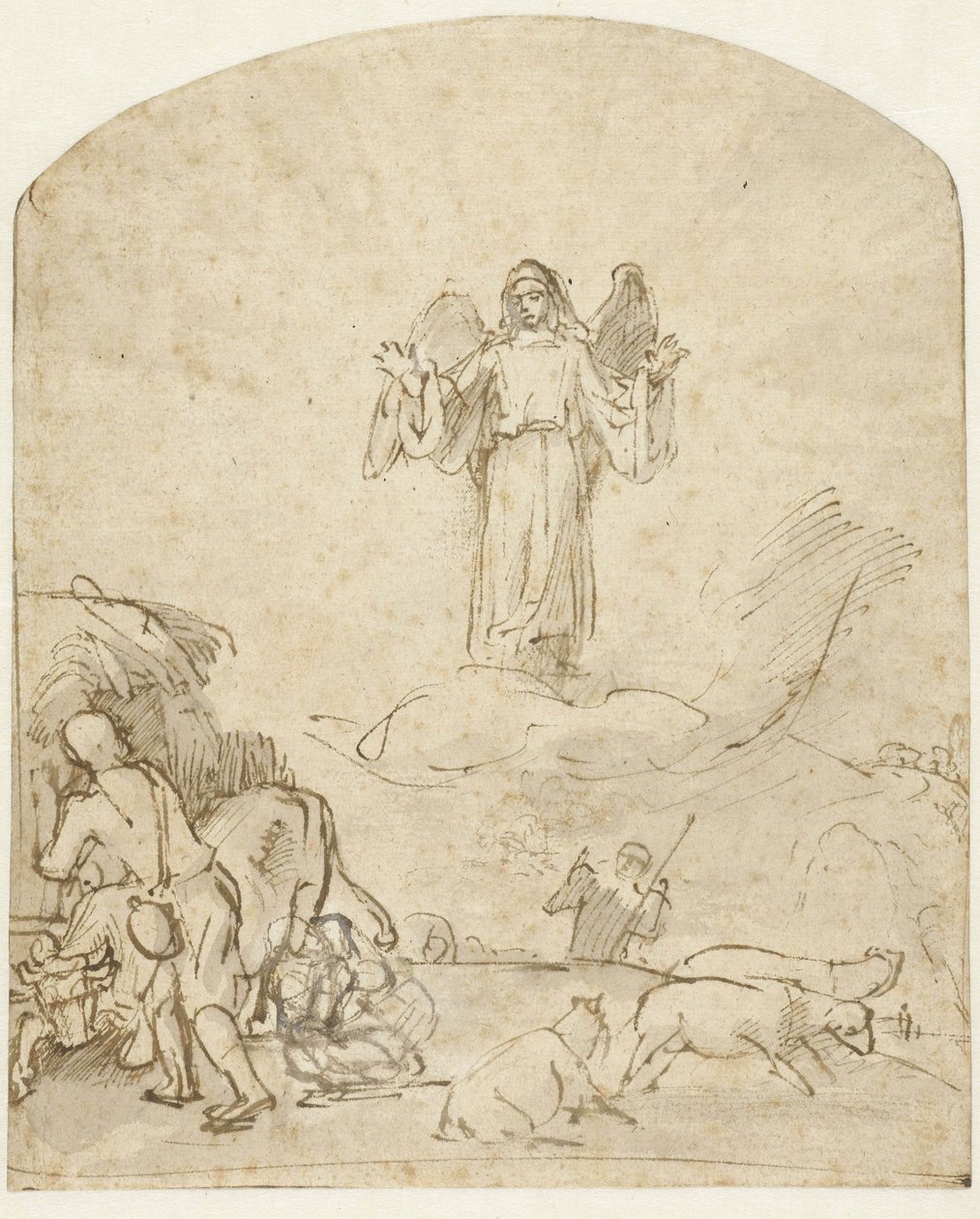 Anunciación a los pastores, c.1650 de Rembrandt van Rijn