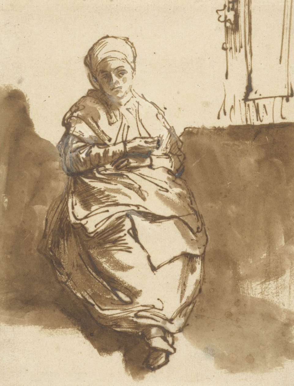 Saskia sentada junto a una ventana, c.1638 de Rembrandt van Rijn