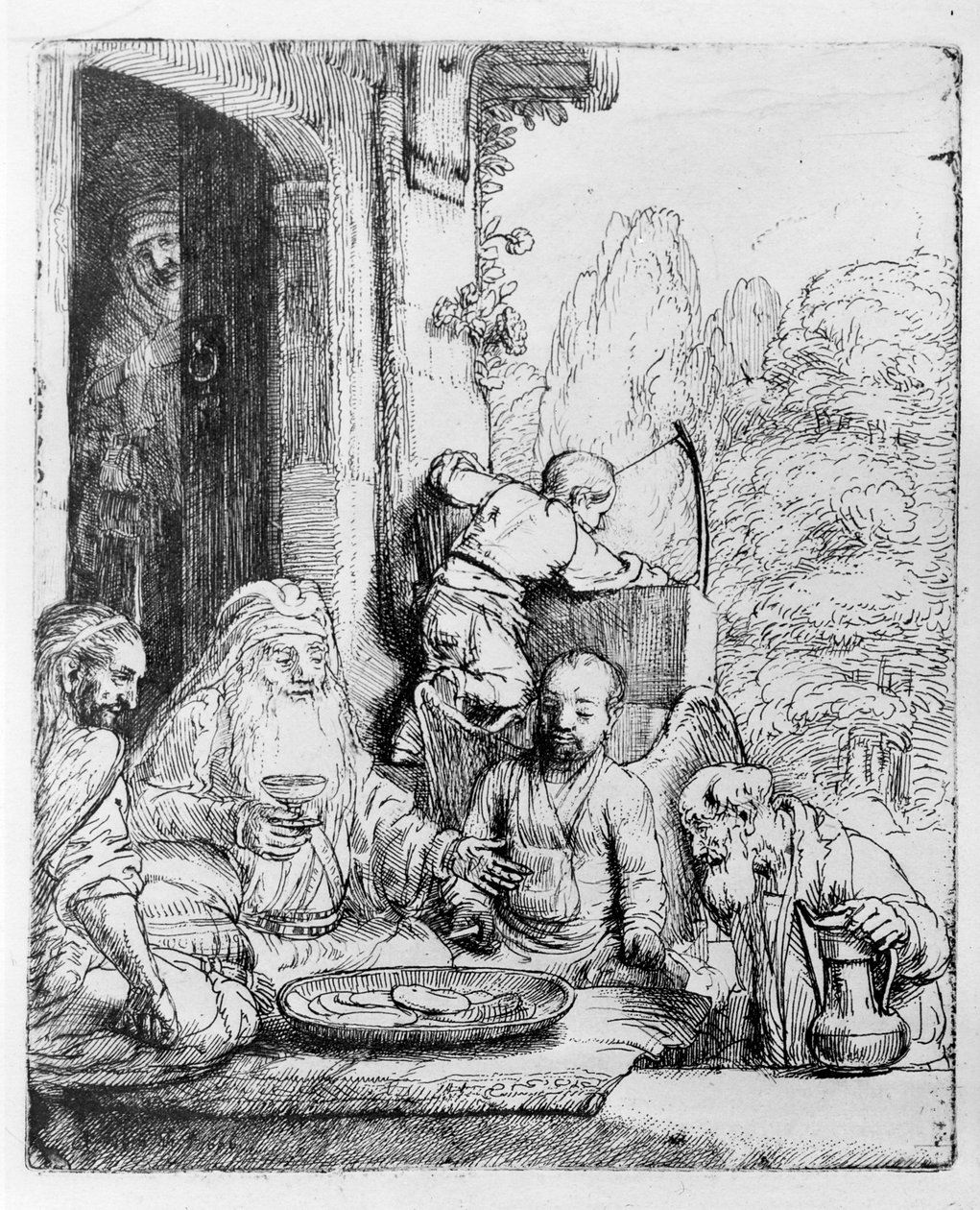 Abraham recibiendo a los ángeles, 1656 de Rembrandt van Rijn