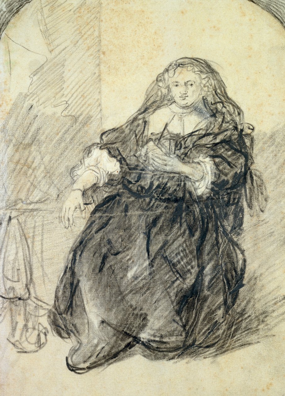 Saskia Sentada con una carta en su mano izquierda de Rembrandt van Rijn