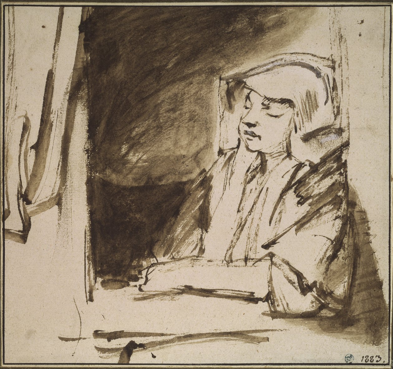Mujer en una ventana de Rembrandt van Rijn