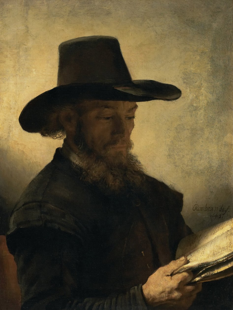 Hombre leyendo, c.1648 de Rembrandt van Rijn