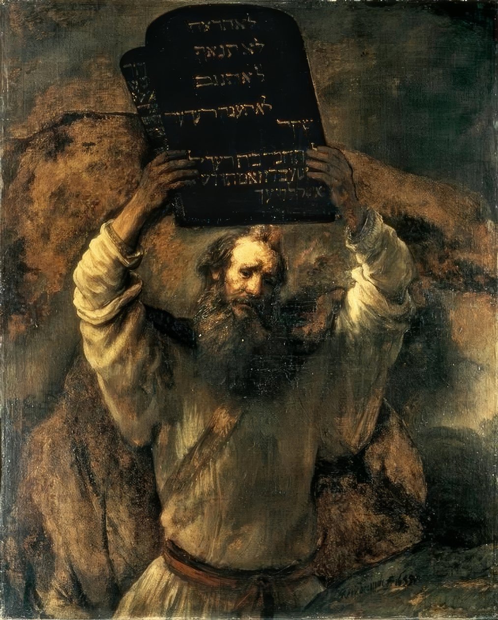 Moisés rompe las tablas de la ley de Rembrandt van Rijn