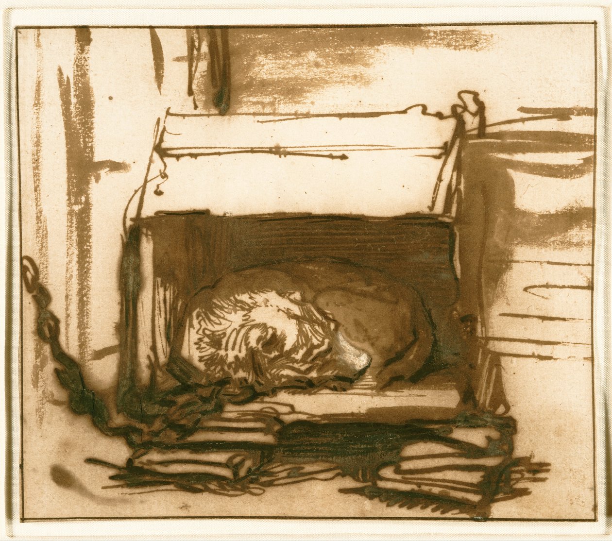 Perro guardián durmiendo de Rembrandt van Rijn