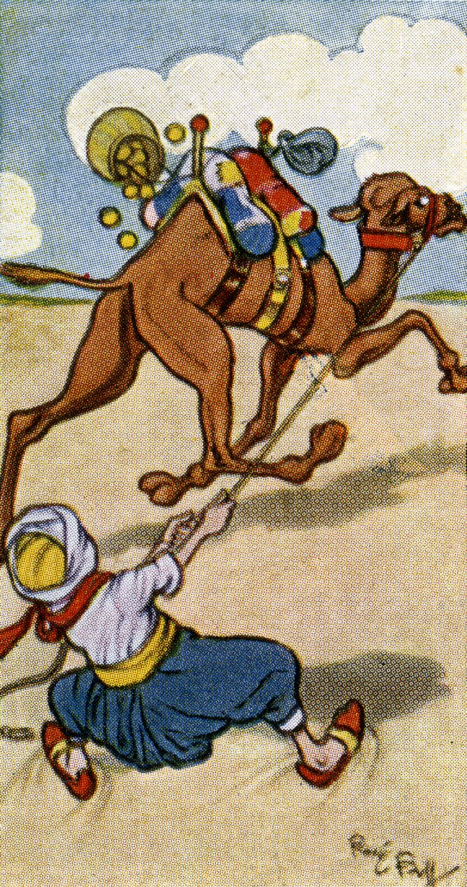 El conductor de camellos tiene sus planes, y el camello tiene los suyos, 1932 de René Bull