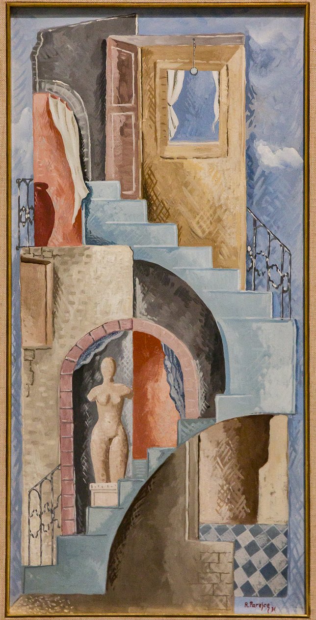 Estatua y escalera de Renato Paresce