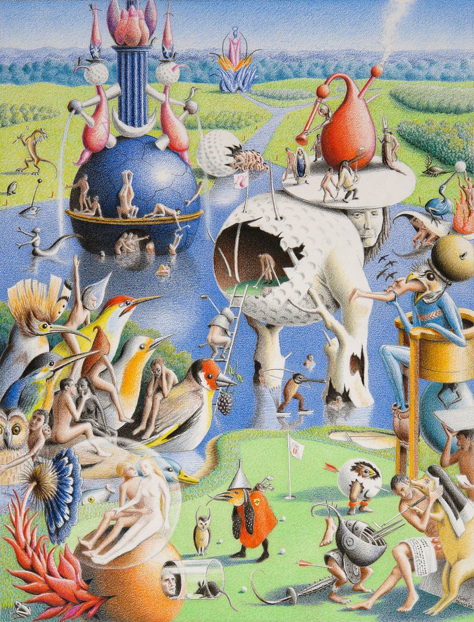 BOSCH-Golf, 2016, Dibujo a lápiz de color sobre papel. de Rene Boin