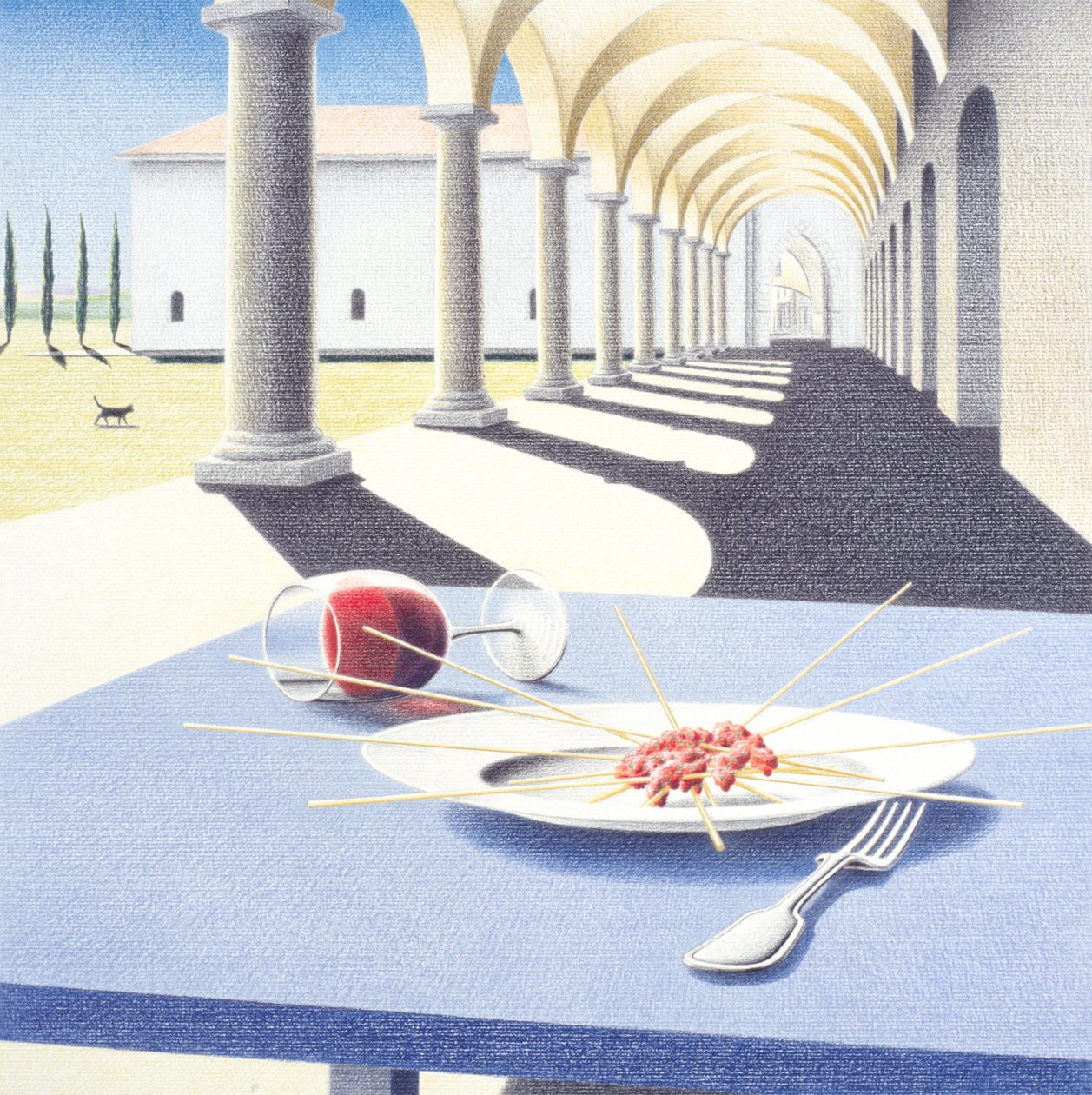 Pasta, 2005 , Dibujo a lápiz de color sobre papel de Rene Boin