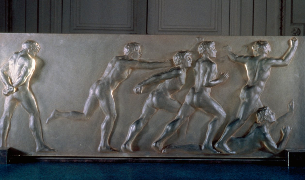Panel de atletas en vidrio de Rene Jules Lalique