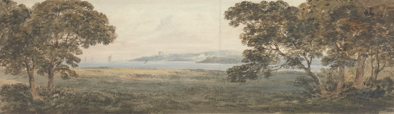 Paisaje arbolado con vistas a un estuario de Rev. William Gilpin