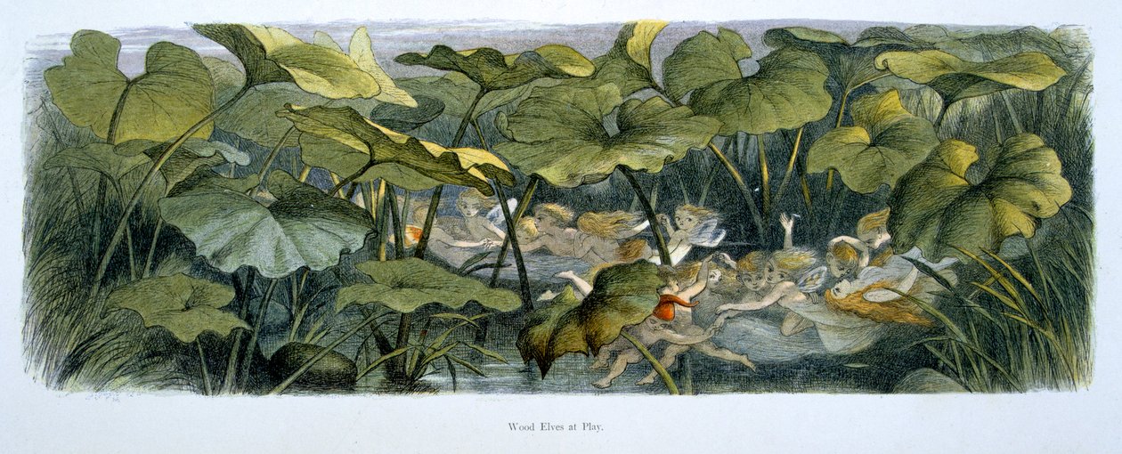 Duendes del Bosque Jugando, ilustración de 