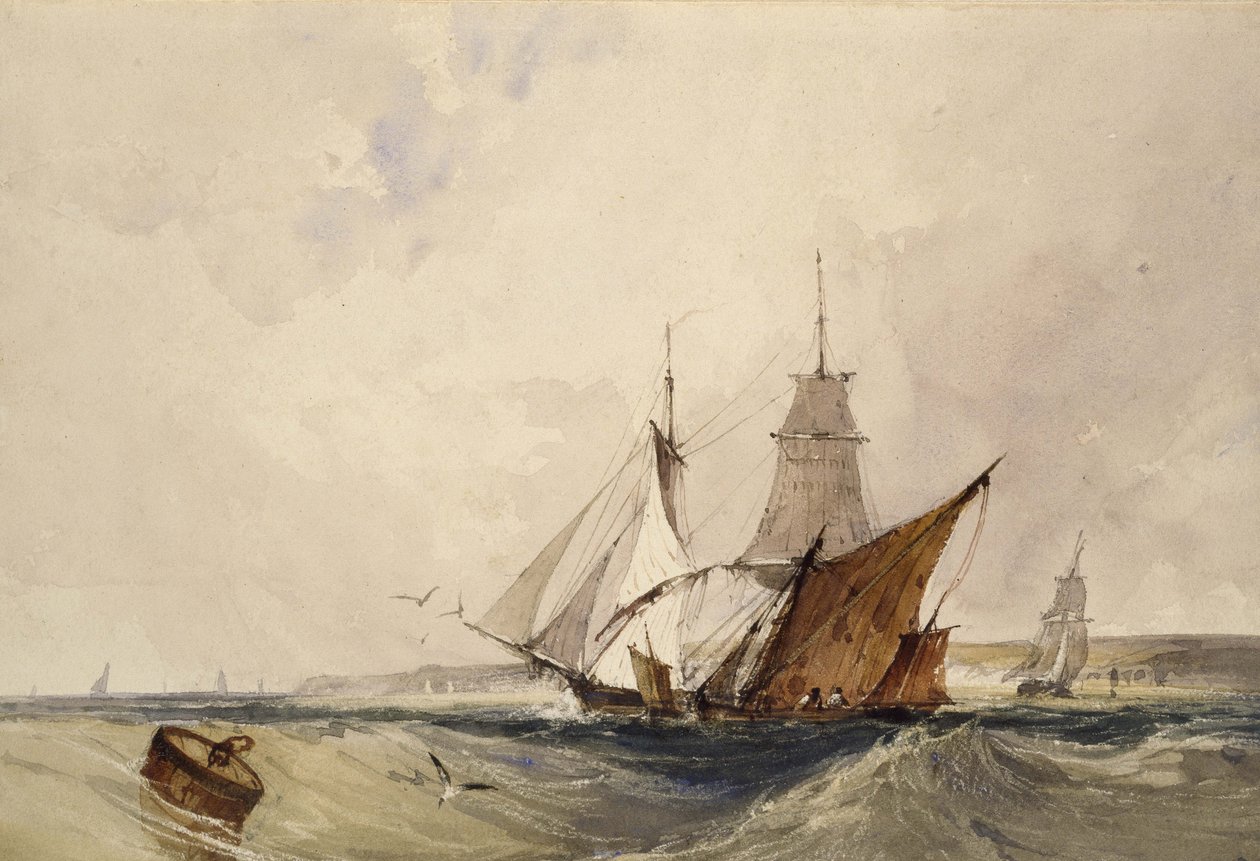 Embarcaciones frente a la costa de Kent de Richard Parkes Bonington