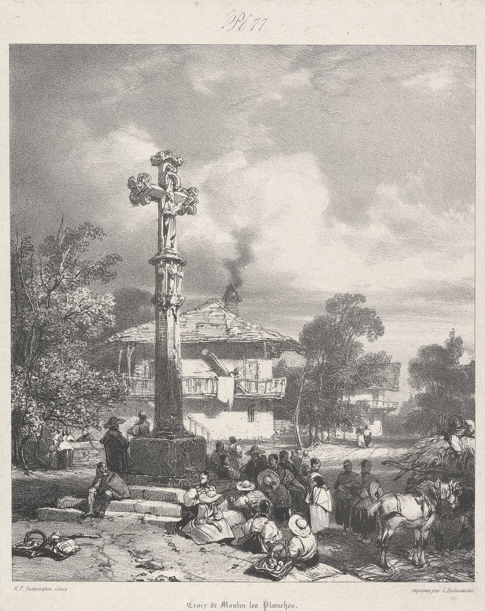 Croix de Moulin les Planches, 1827 de Richard Parkes after Bonington