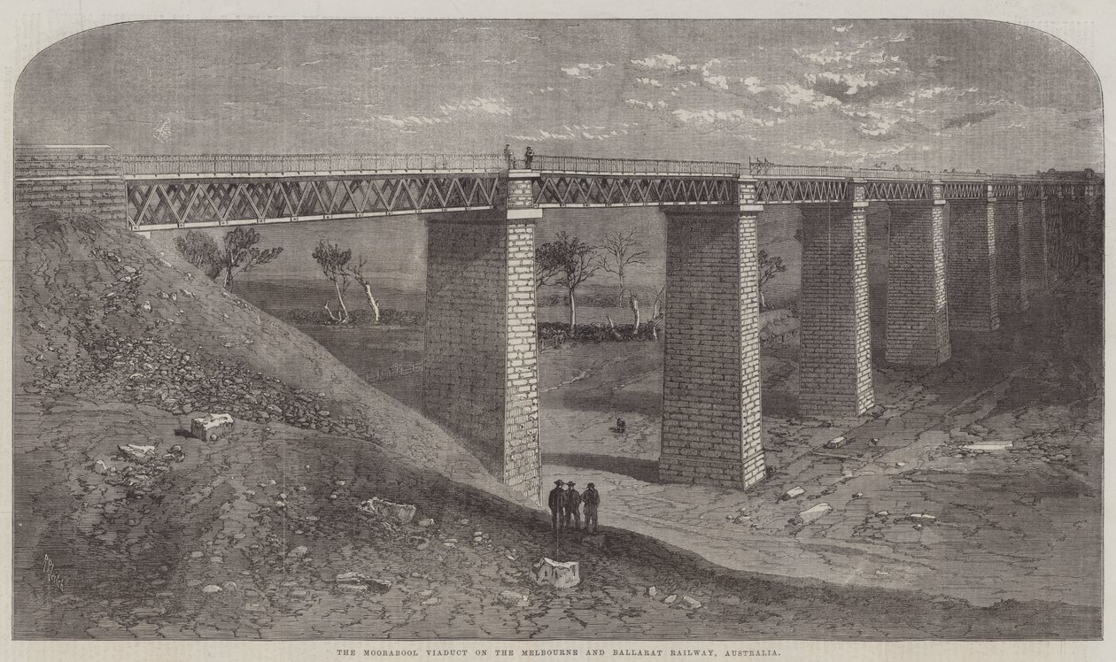 El viaducto de Moorabool en el ferrocarril de Melbourne y Ballarat, Australia de Richard Principal Leitch