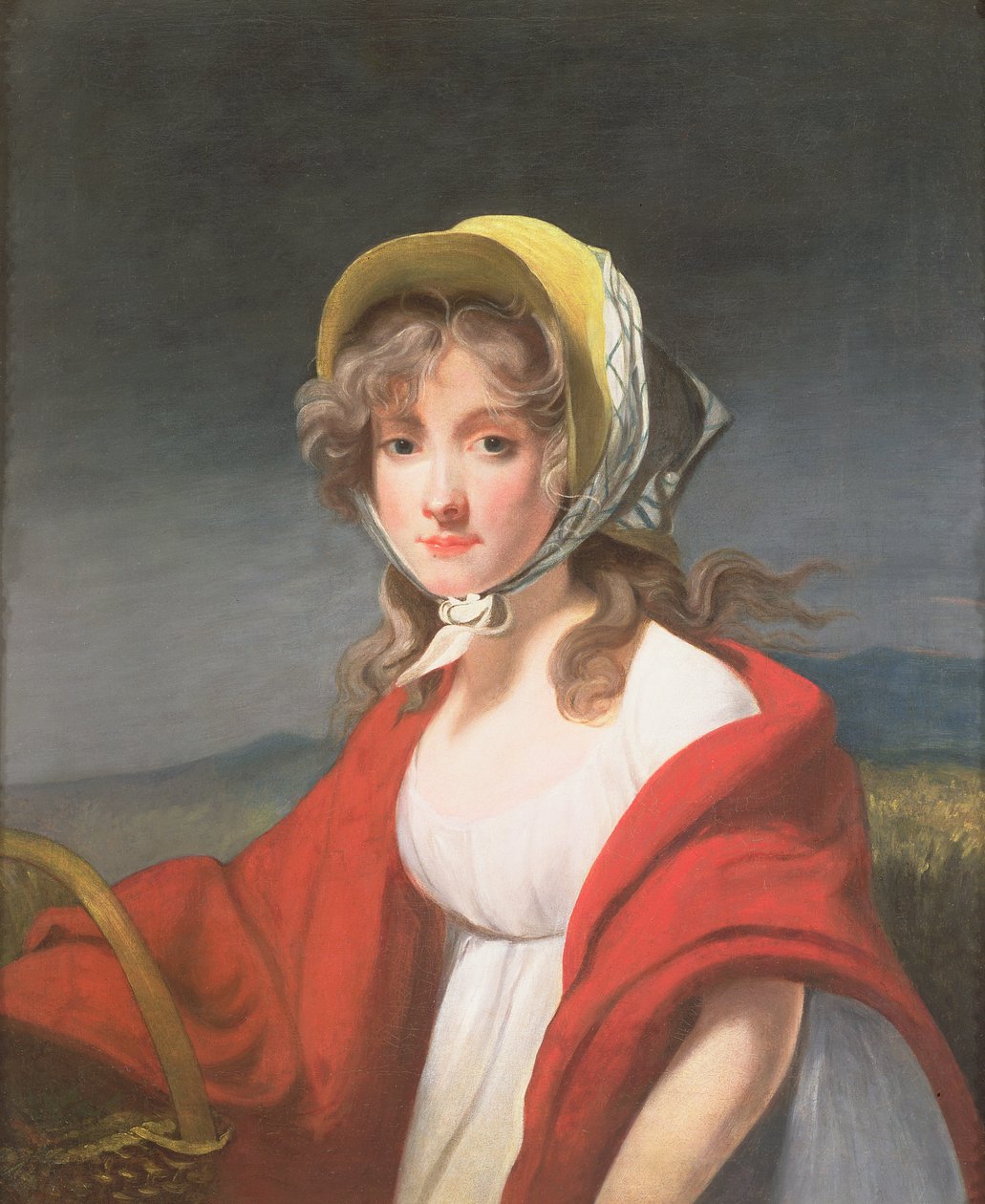 Retrato de una niña con un chal rojo de Richard Westall