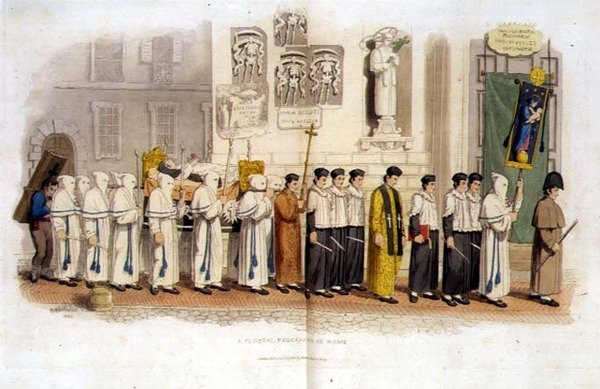 Una Procesión Fúnebre en Roma de Richard Bridgens