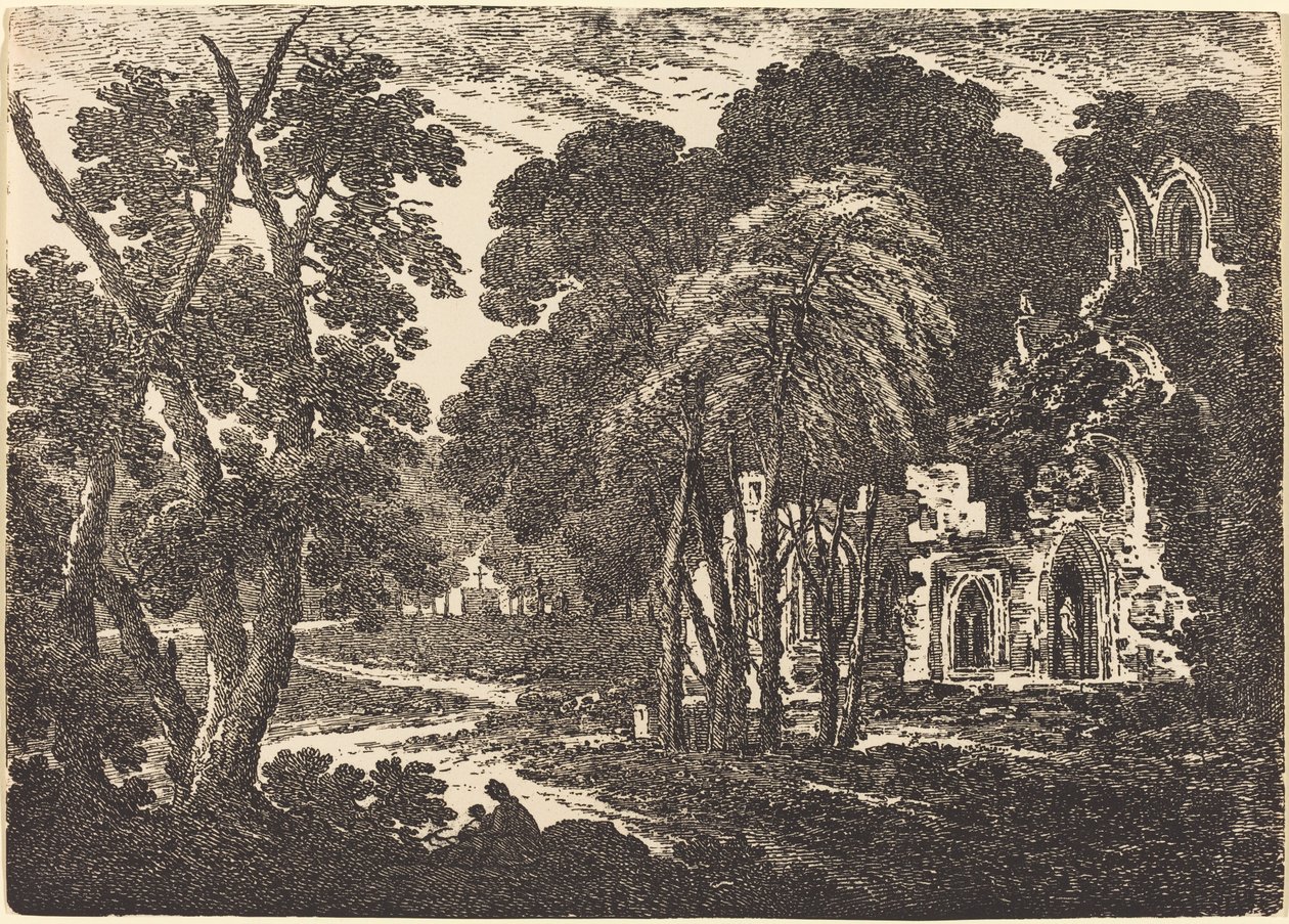 Abadía en ruinas entre árboles de Richard Cooper II