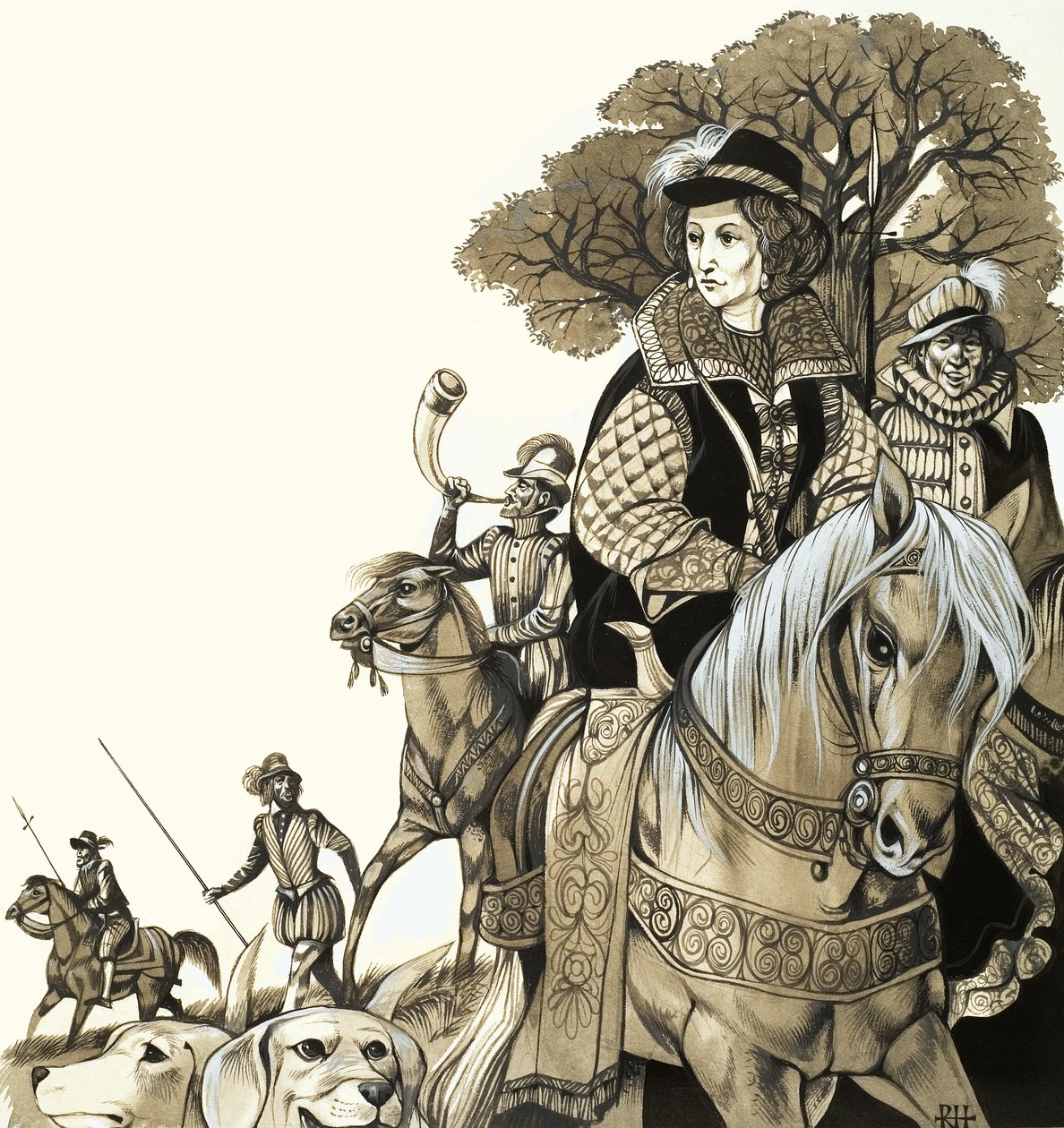 La joven Isabel I de caza de Richard Hook