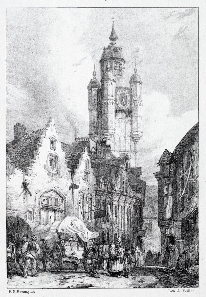 Bergues: La torre del mercado de Richard Parkes Bonington