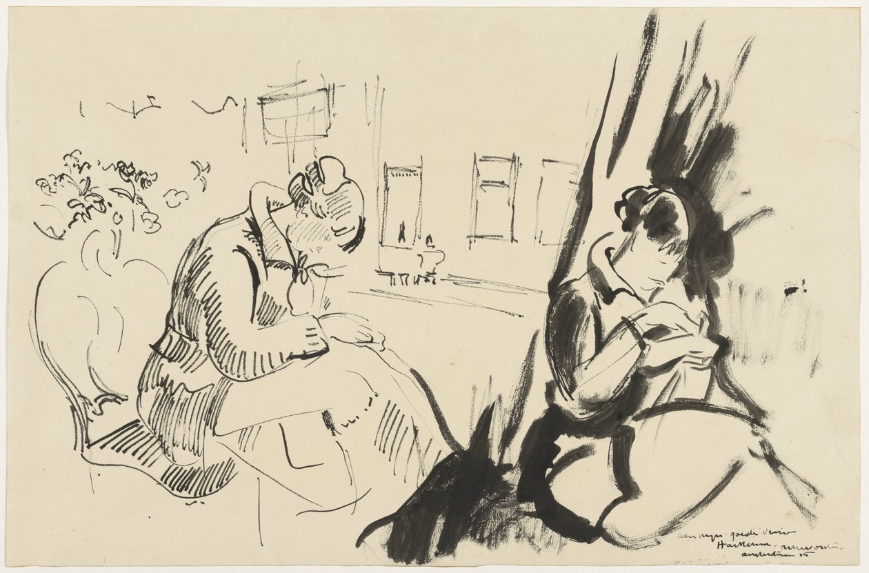 Estudios de una mujer sentada y cosiendo de Rik Wouters