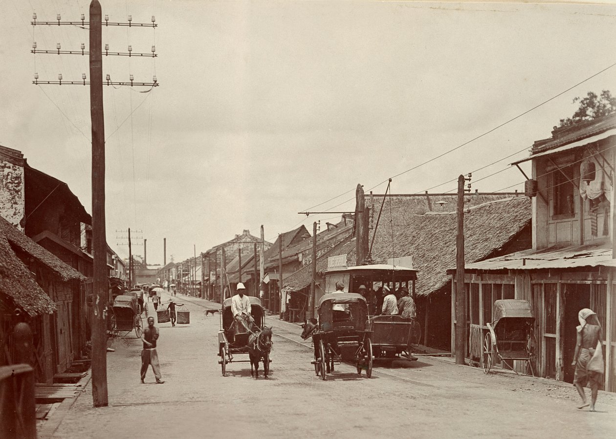 Nueva carretera con el primer tranvía eléctrico, 1890 de Robert Lenz