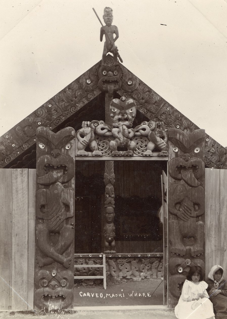 Whare maorí tallado, c.1900 de Robert Marsh